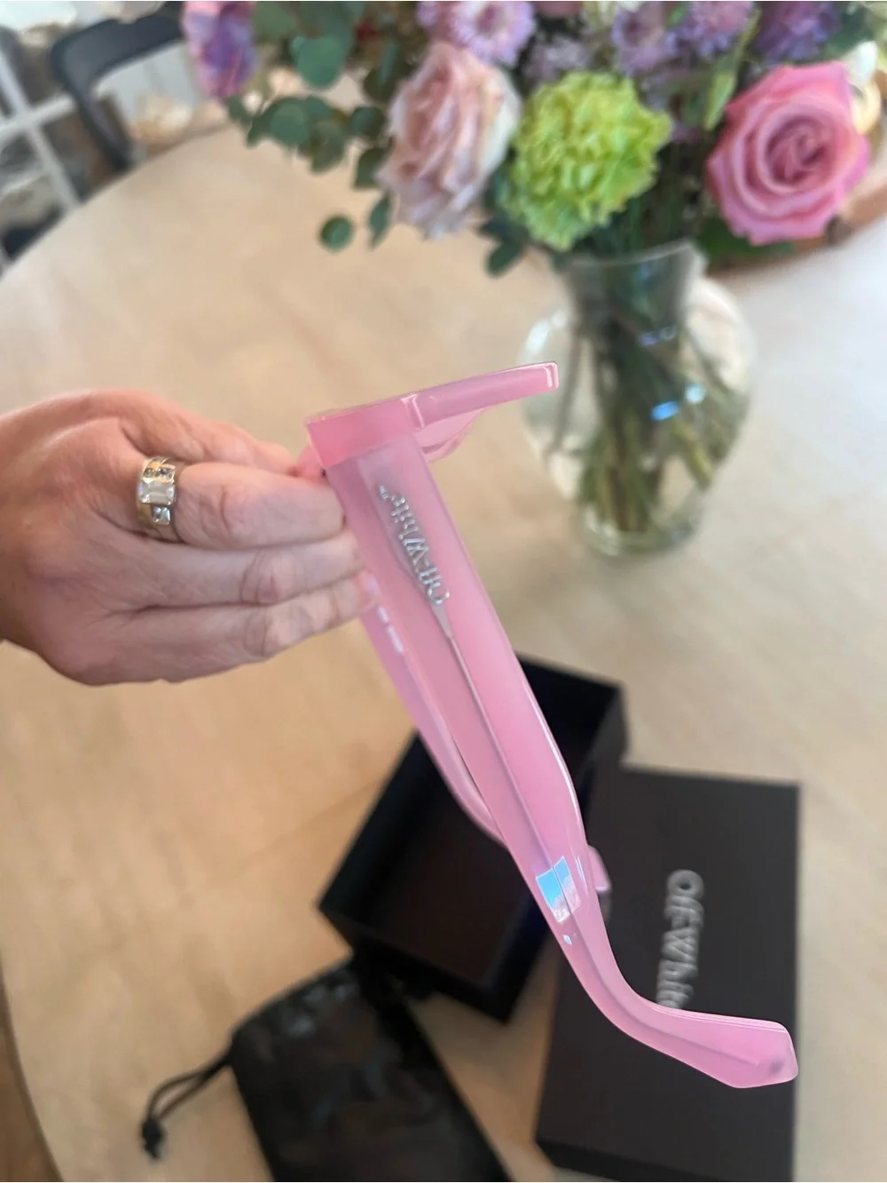 Off-White Pink Rectangular Cat-Eye Sunglasses
